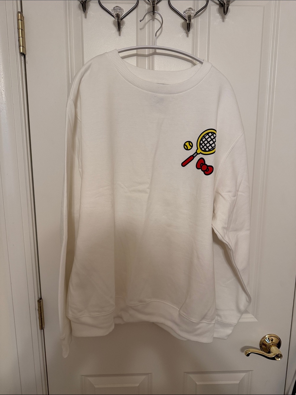 Hello Kitty White Sweatshirt with Tennis Graphic in Yellow & Red - Picture 2 of 5